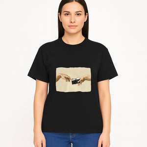 Artistic Print of Hands Reaching for Camera - Modern Interpretation of Creation - Perfect Wall Art for Photographers - T-shirt 1758335007363.jpg