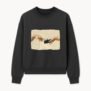 Artistic Print of Hands Reaching for Camera - Modern Interpretation of Creation - Perfect Wall Art for Photographers - Sweatshirt 1758335007772.jpg