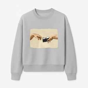Artistic Print of Hands Reaching for Camera - Modern Interpretation of Creation - Perfect Wall Art for Photographers - Sweatshirt 1758335008012.jpg