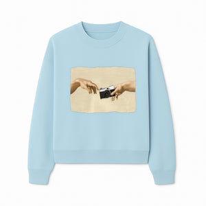 Artistic Print of Hands Reaching for Camera - Modern Interpretation of Creation - Perfect Wall Art for Photographers - Sweatshirt 1758335008159.jpg