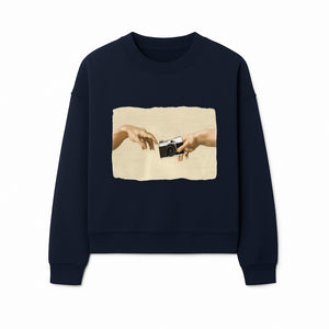 Artistic Print of Hands Reaching for Camera - Modern Interpretation of Creation - Perfect Wall Art for Photographers - Sweatshirt 1758335008587.jpg
