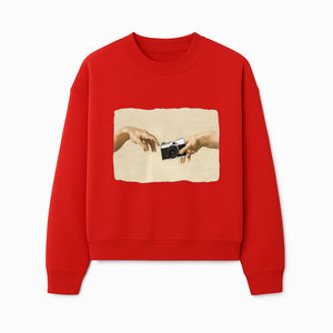 Artistic Print of Hands Reaching for Camera - Modern Interpretation of Creation - Perfect Wall Art for Photographers - Sweatshirt 1758335008768.jpg