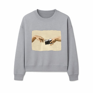Artistic Print of Hands Reaching for Camera - Modern Interpretation of Creation - Perfect Wall Art for Photographers - Sweatshirt 1758335008893.jpg