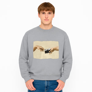 Artistic Print of Hands Reaching for Camera - Modern Interpretation of Creation - Perfect Wall Art for Photographers - Sweatshirt 1758335010187.jpg