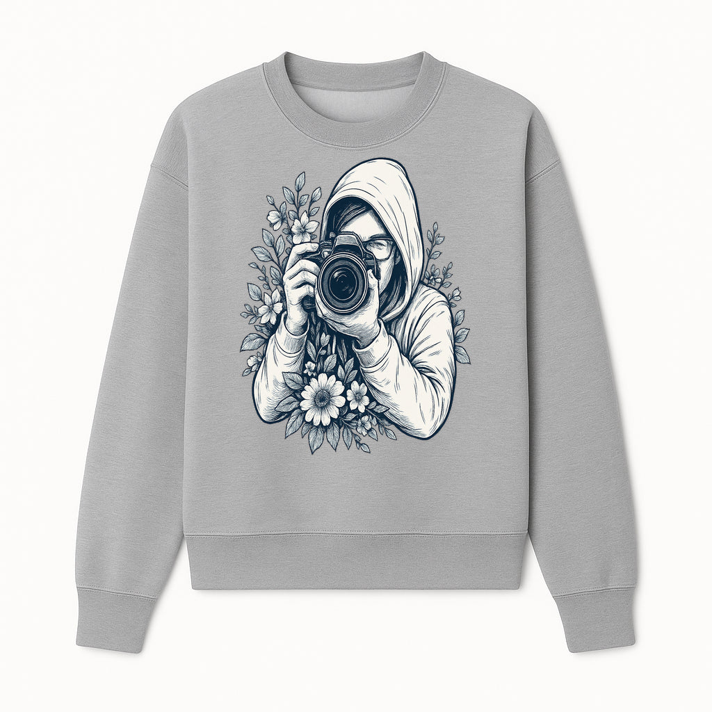Photography Enthusiast Hoodie Floral Design Graphic Tee, Camera Lover Gift, Artistic Print for Photographers - Sweatshirt 1758335010468.jpg