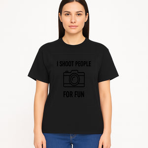 I Shoot People for Fun Photography T-Shirt | Creative Gift for Photographers | Humorous Camera Tee - T-shirt 1758335011523.jpg