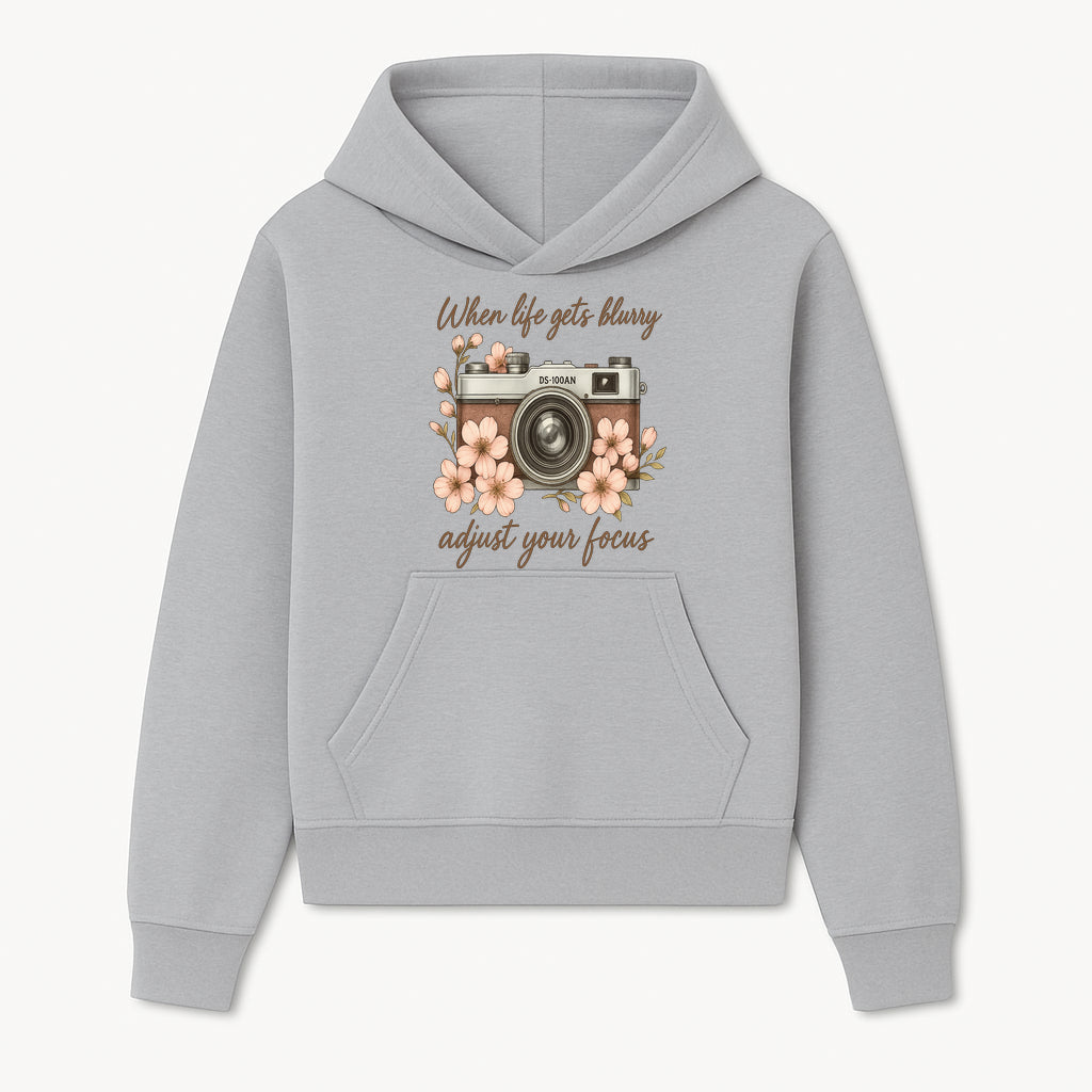 Blurry Life Quote Art Print - Vintage Camera with Blossoms - Adjust Your Focus Home Decor - Hoodie 1758335013302.jpg