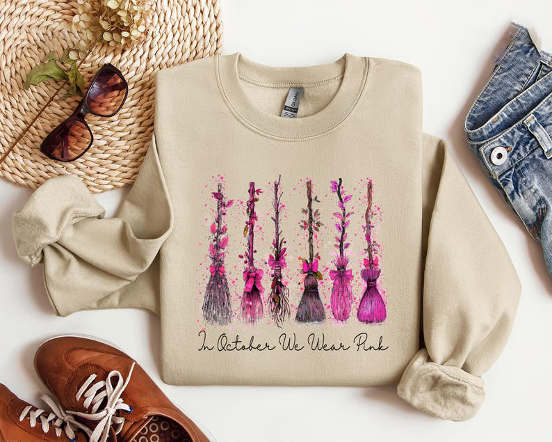 In October We Wear Pink Breast Cancer Awareness Shirt Halloween Sweatshirt Witchy Pink Ribbon Shirt Witch Gift October Awareness Hoodie 1758339545372.jpg