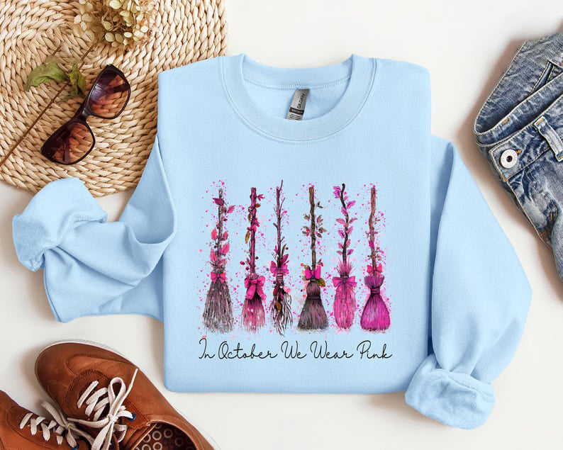 In October We Wear Pink Breast Cancer Awareness Shirt Halloween Sweatshirt Witchy Pink Ribbon Shirt Witch Gift October Awareness Hoodie 1758339545388.jpg