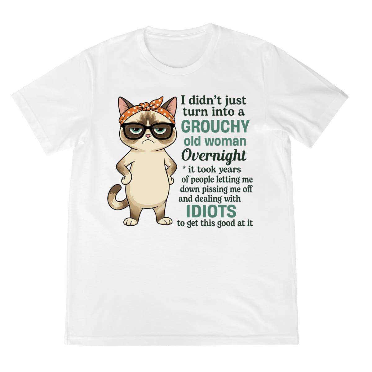 Grumpy Cat Shirt Grouchy Old Woman Overnight Funny Quote Tee Sassy Humor Graphic T Shirt 1758341172493.jpg