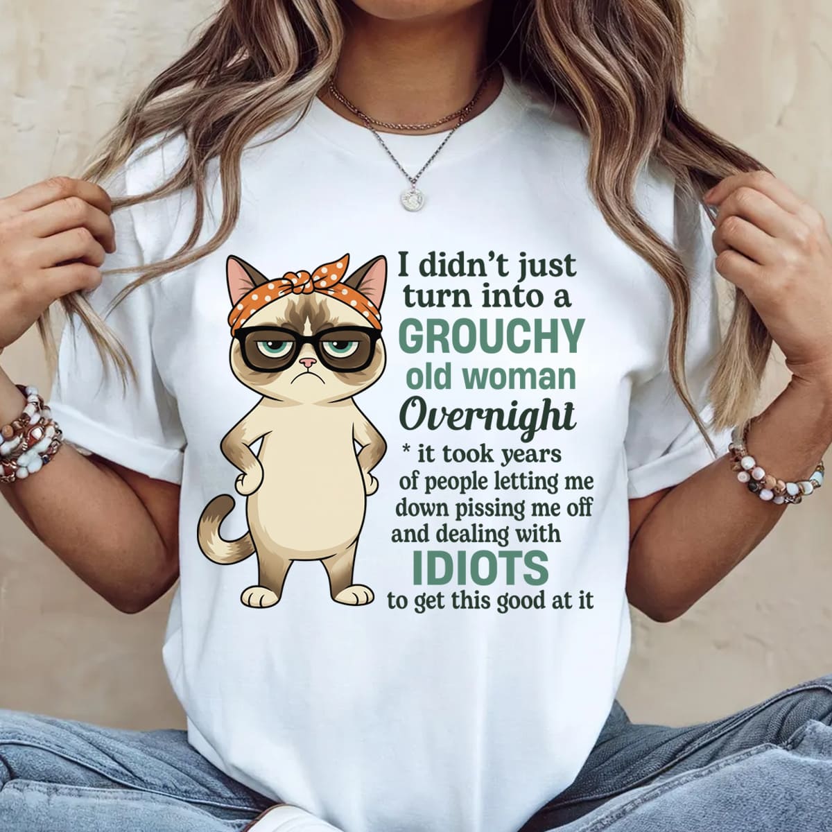 Grumpy Cat Shirt Grouchy Old Woman Overnight Funny Quote Tee Sassy Humor Graphic T Shirt 1758341173505.jpg