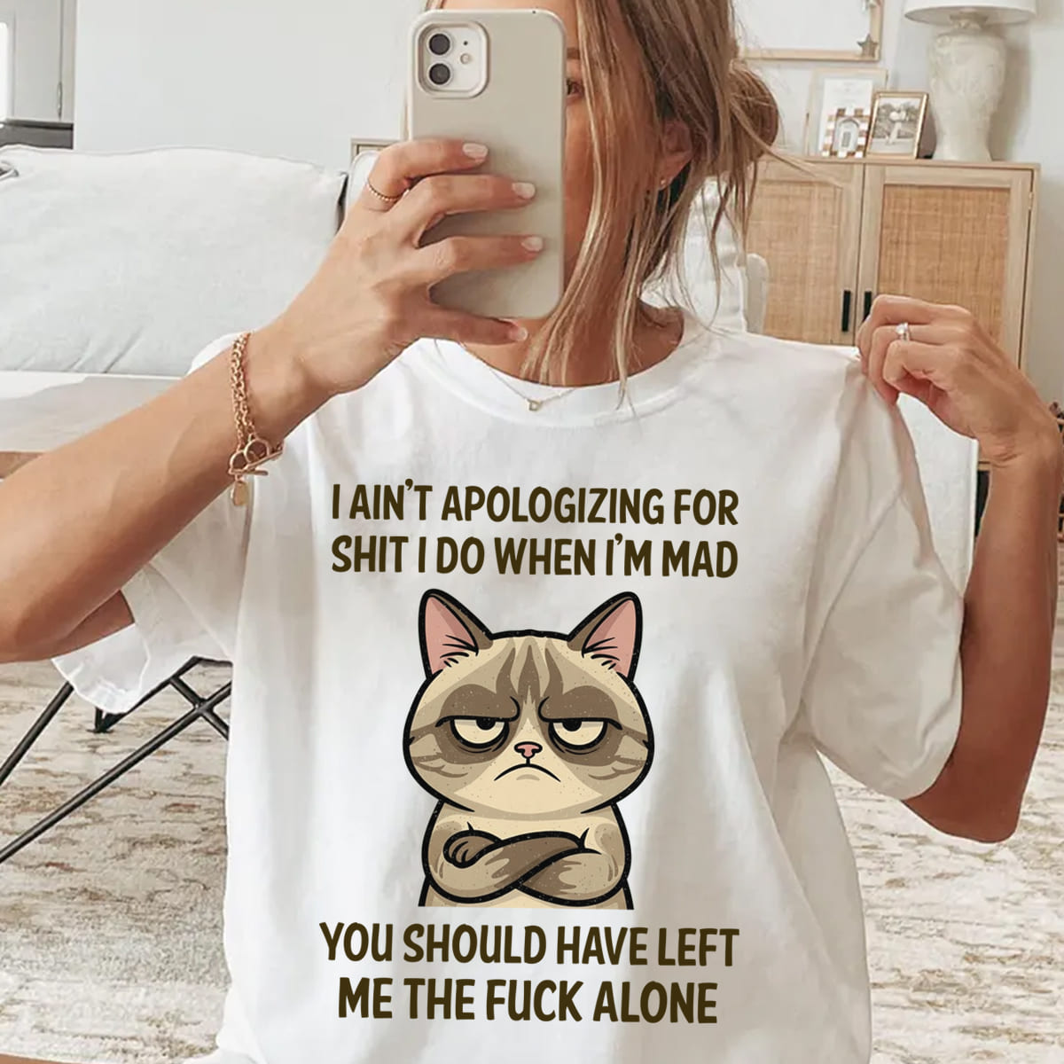 Grumpy Cat Shirt Mad Attitude Quote Tee You Should Have Left Me Alone Funny Graphic T Shirt 1758341558731.jpg