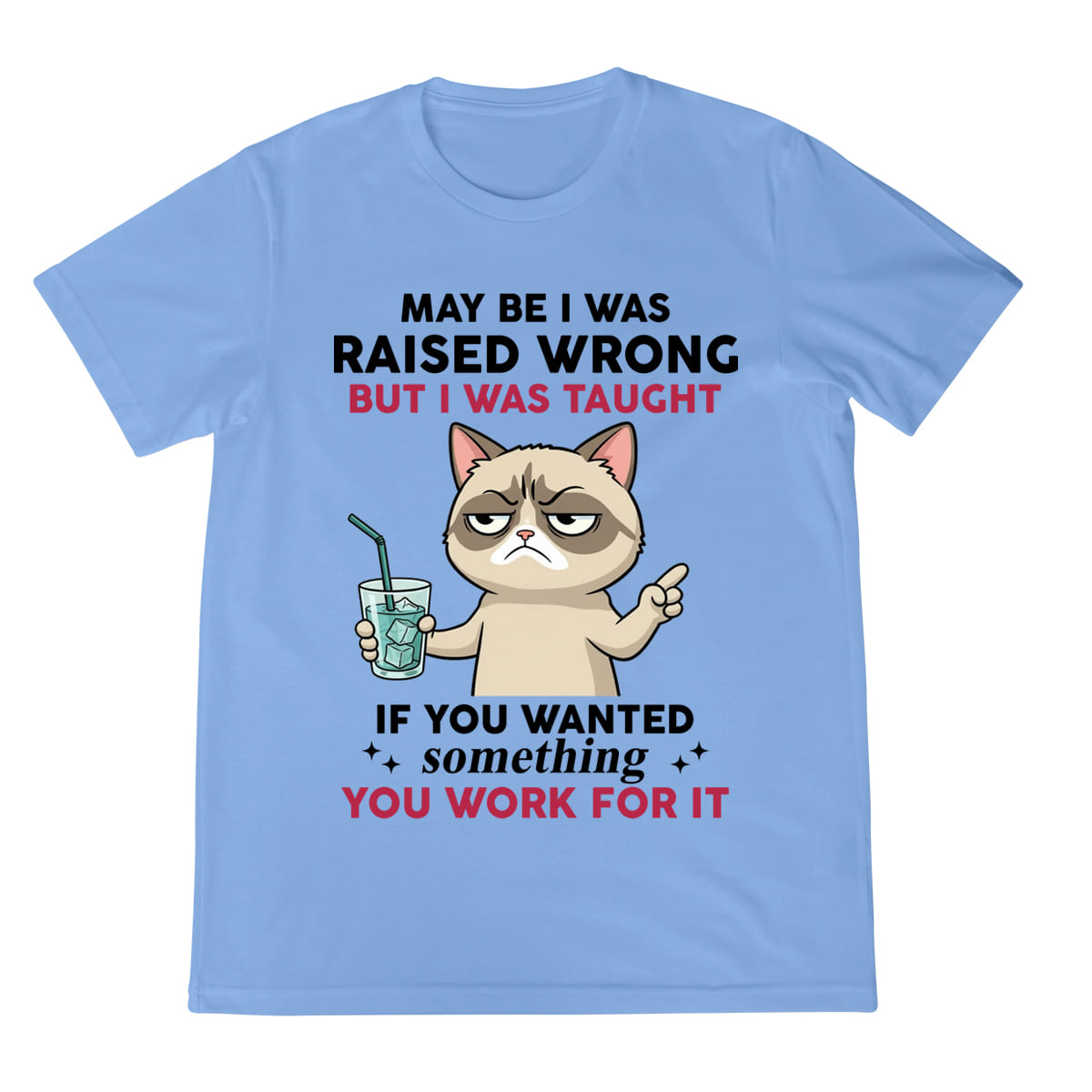 Funny Grumpy Cat Shirt Raised Wrong But Taught To Work For It Quote Tee Sarcastic Graphic T Shirt 1758342338401.jpg