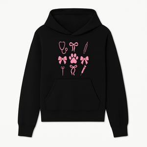 Pink Veterinary Theme Clipart | Pet Care Stethoscope, Paw Prints, Syringe & Bows | Cute Digital Graphics for Animal Lovers - Hoodie 1758347414132.jpg