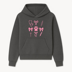 Pink Veterinary Theme Clipart | Pet Care Stethoscope, Paw Prints, Syringe & Bows | Cute Digital Graphics for Animal Lovers - Hoodie 1758347414250.jpg