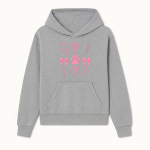 Pink Veterinary Theme Clipart | Pet Care Stethoscope, Paw Prints, Syringe & Bows | Cute Digital Graphics for Animal Lovers - Hoodie 1758347414590.jpg