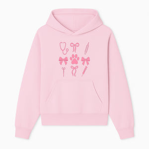 Pink Veterinary Theme Clipart | Pet Care Stethoscope, Paw Prints, Syringe & Bows | Cute Digital Graphics for Animal Lovers - Hoodie 1758347414838.jpg