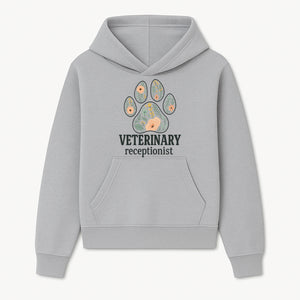 Floral Paw Print Veterinary Receptionist Sign | Pet Care Office Decor | Animal Hospital Reception Wall Art - Hoodie 1758347414880.jpg