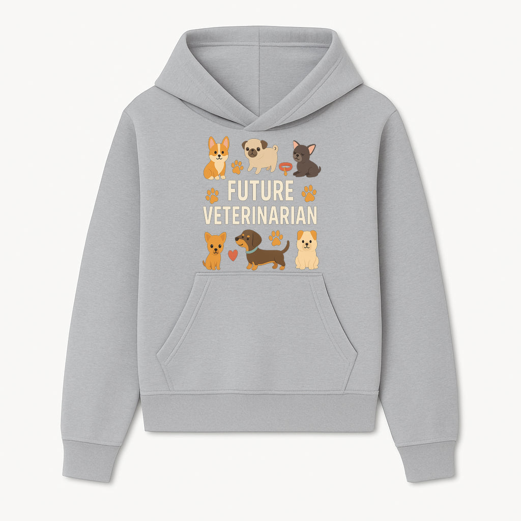 Future Veterinarian Dog Lover Cute Illustration for Kids - Animal Themed Art Print with Adorable Puppies and Paw Prints - Hoodie 1758347414926.jpg