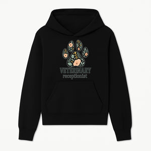 Floral Paw Print Veterinary Receptionist Sign | Pet Care Office Decor | Animal Hospital Reception Wall Art - Hoodie 1758347415011.jpg