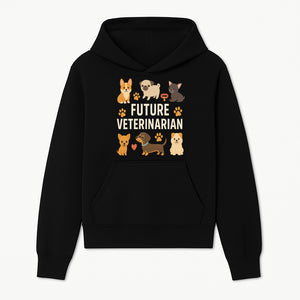 Future Veterinarian Dog Lover Cute Illustration for Kids - Animal Themed Art Print with Adorable Puppies and Paw Prints - Hoodie 1758347415068.jpg