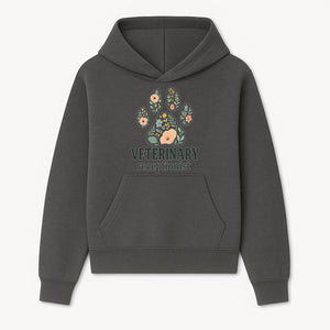 Floral Paw Print Veterinary Receptionist Sign | Pet Care Office Decor | Animal Hospital Reception Wall Art - Hoodie 1758347415158.jpg