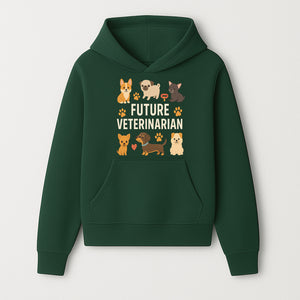 Future Veterinarian Dog Lover Cute Illustration for Kids - Animal Themed Art Print with Adorable Puppies and Paw Prints - Hoodie 1758347415338.jpg