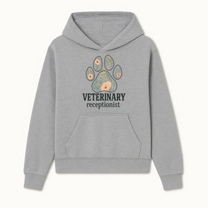 Floral Paw Print Veterinary Receptionist Sign | Pet Care Office Decor | Animal Hospital Reception Wall Art - Hoodie 1758347415424.jpg