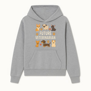 Future Veterinarian Dog Lover Cute Illustration for Kids - Animal Themed Art Print with Adorable Puppies and Paw Prints - Hoodie 1758347415473.jpg
