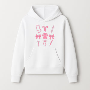 Pink Veterinary Theme Clipart | Pet Care Stethoscope, Paw Prints, Syringe & Bows | Cute Digital Graphics for Animal Lovers - Hoodie 1758347415476.jpg