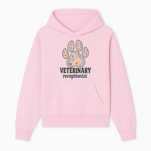 Floral Paw Print Veterinary Receptionist Sign | Pet Care Office Decor | Animal Hospital Reception Wall Art - Hoodie 1758347415671.jpg