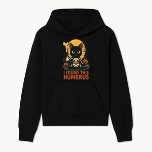 Halloween Black Cat Skeleton with Bone, I Found This Humerus Cute Pumpkin Design, Spooky Decor, Fun Trick or Treat Gift - Hoodie 1758347415735.jpg