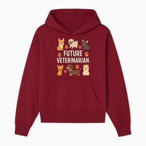 Future Veterinarian Dog Lover Cute Illustration for Kids - Animal Themed Art Print with Adorable Puppies and Paw Prints - Hoodie 1758347415870.jpg