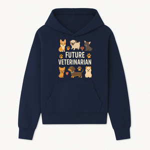 Future Veterinarian Dog Lover Cute Illustration for Kids - Animal Themed Art Print with Adorable Puppies and Paw Prints - Hoodie 1758347416007.jpg