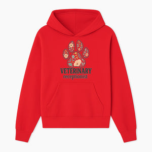 Floral Paw Print Veterinary Receptionist Sign | Pet Care Office Decor | Animal Hospital Reception Wall Art - Hoodie 1758347416092.jpg