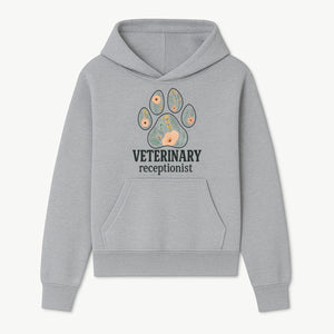 Floral Paw Print Veterinary Receptionist Sign | Pet Care Office Decor | Animal Hospital Reception Wall Art - Hoodie 1758347416229.jpg