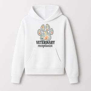 Floral Paw Print Veterinary Receptionist Sign | Pet Care Office Decor | Animal Hospital Reception Wall Art - Hoodie 1758347416377.jpg