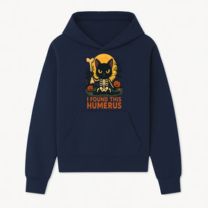 Halloween Black Cat Skeleton with Bone, I Found This Humerus Cute Pumpkin Design, Spooky Decor, Fun Trick or Treat Gift - Hoodie 1758347416687.jpg