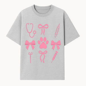 Pink Veterinary Theme Clipart | Pet Care Stethoscope, Paw Prints, Syringe & Bows | Cute Digital Graphics for Animal Lovers - T-shirt 1758347416876.jpg