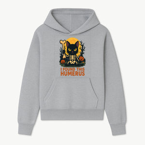 Halloween Black Cat Skeleton with Bone, I Found This Humerus Cute Pumpkin Design, Spooky Decor, Fun Trick or Treat Gift - Hoodie 1758347416952.jpg