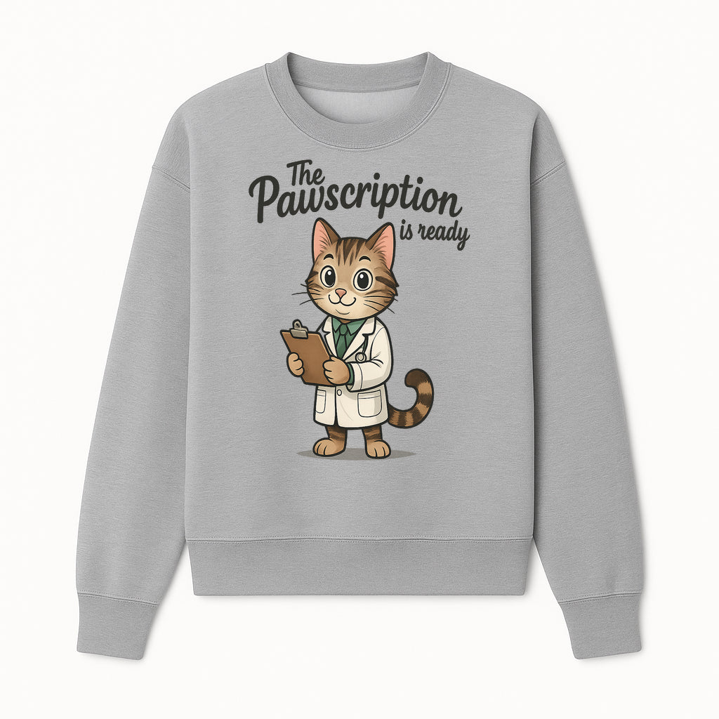 Cute Cat Doctor Pawscription Artwork, Adorable Vet Cat Illustration for Pet Lovers, Fun Medical Themed Decor or Gifts - Sweatshirt 1758347417201.jpg