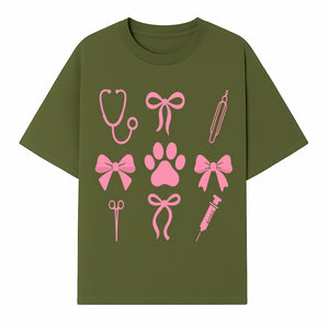 Pink Veterinary Theme Clipart | Pet Care Stethoscope, Paw Prints, Syringe & Bows | Cute Digital Graphics for Animal Lovers - T-shirt 1758347417273.jpg