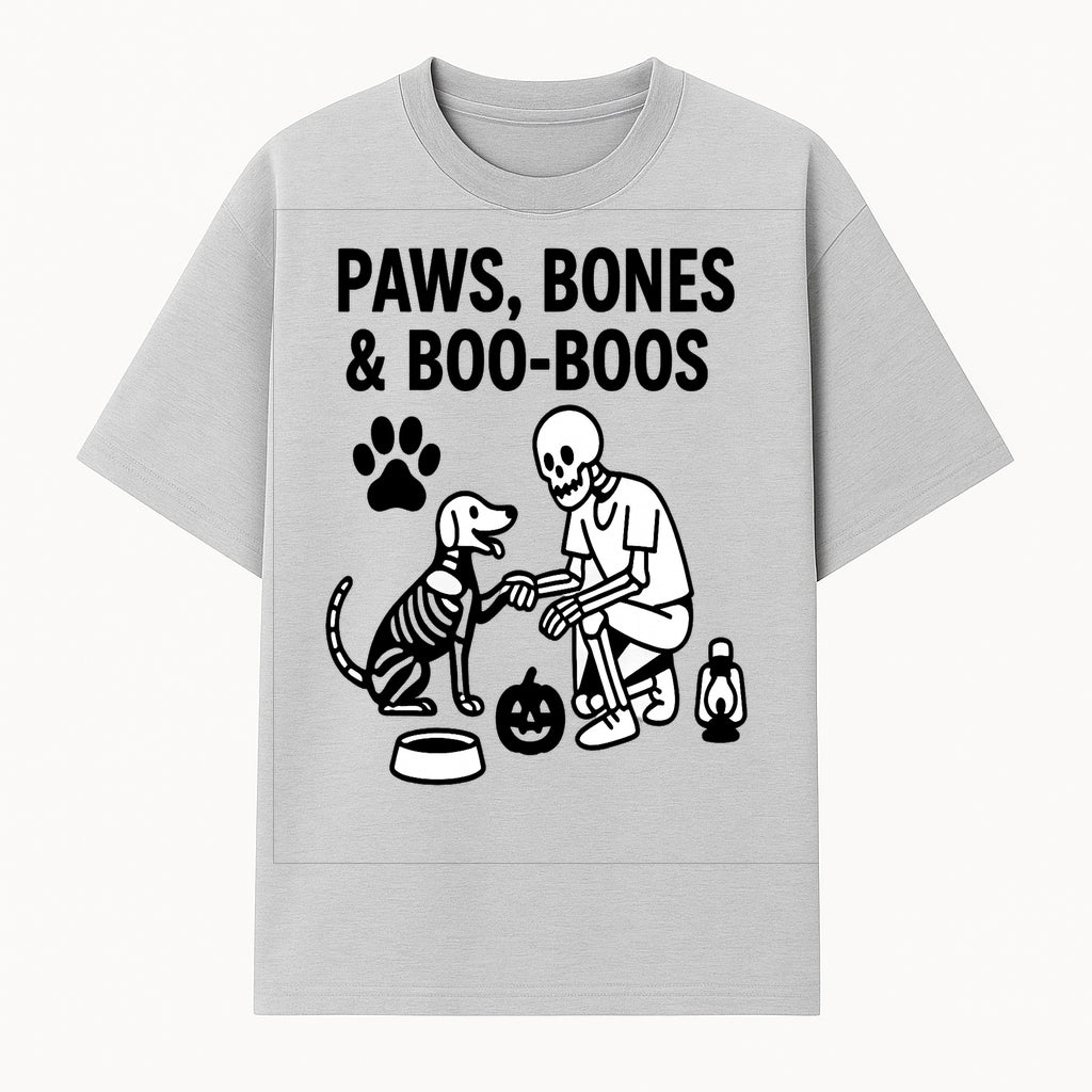 Paws, Bones & Boo Dogs Halloween Decor - Skeleton and Dog Design for Pet Lovers - T-shirt 1758347417302.jpg