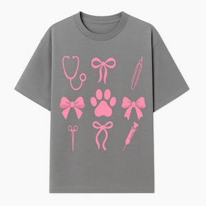 Pink Veterinary Theme Clipart | Pet Care Stethoscope, Paw Prints, Syringe & Bows | Cute Digital Graphics for Animal Lovers - T-shirt 1758347417419.jpg