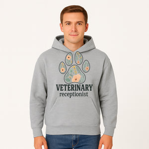 Floral Paw Print Veterinary Receptionist Sign | Pet Care Office Decor | Animal Hospital Reception Wall Art - Hoodie 1758347417501.jpg