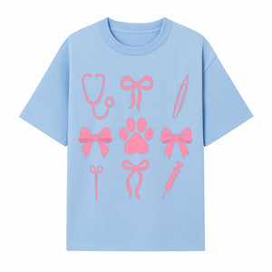 Pink Veterinary Theme Clipart | Pet Care Stethoscope, Paw Prints, Syringe & Bows | Cute Digital Graphics for Animal Lovers - T-shirt 1758347417546.jpg