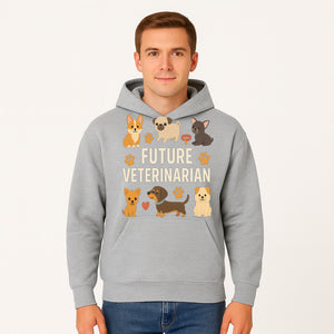 Future Veterinarian Dog Lover Cute Illustration for Kids - Animal Themed Art Print with Adorable Puppies and Paw Prints - Hoodie 1758347417572.jpg