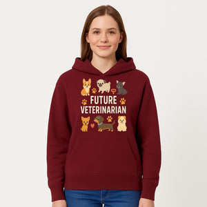 Future Veterinarian Dog Lover Cute Illustration for Kids - Animal Themed Art Print with Adorable Puppies and Paw Prints - Hoodie 1758347417696.jpg