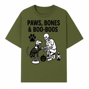 Paws, Bones & Boo Dogs Halloween Decor - Skeleton and Dog Design for Pet Lovers - T-shirt 1758347417708.jpg