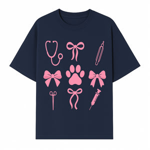 Pink Veterinary Theme Clipart | Pet Care Stethoscope, Paw Prints, Syringe & Bows | Cute Digital Graphics for Animal Lovers - T-shirt 1758347417934.jpg